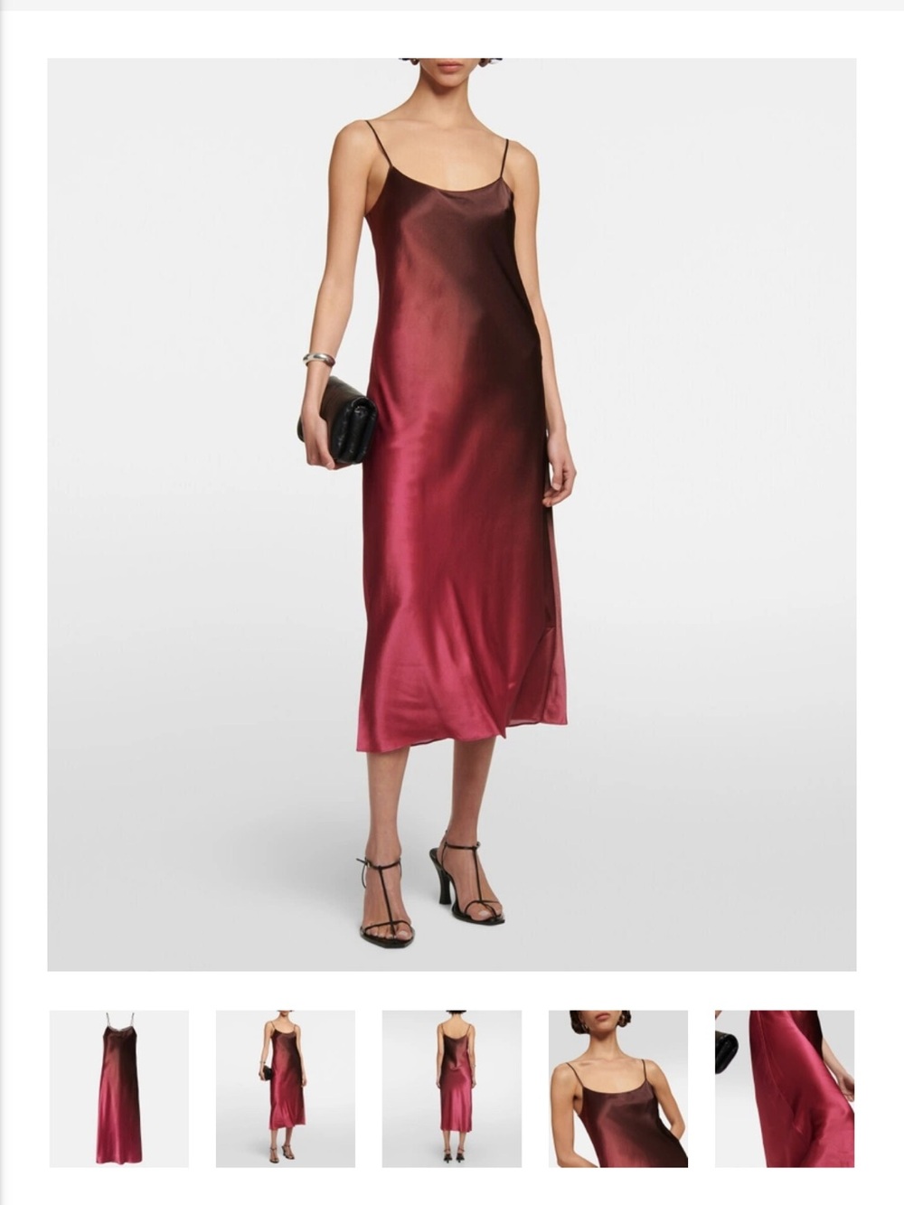Vince Ombre Satin Slip Midi Dress in Burgundy and Wine